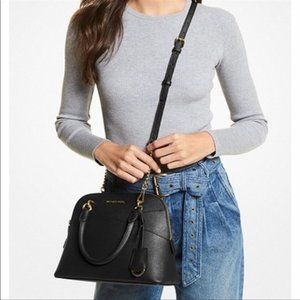 Michael Kors Jet Set Travel Medium Saffiano Leather Dome Satchel Black